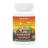 Natures Plus Animal Parade Sugar-Free Children's Vitamin D3-500 IU - Black Cherry Flavor - 90 Chewable Animal Shaped Tablets - Bone Health & Immune System Support - 90 Servings