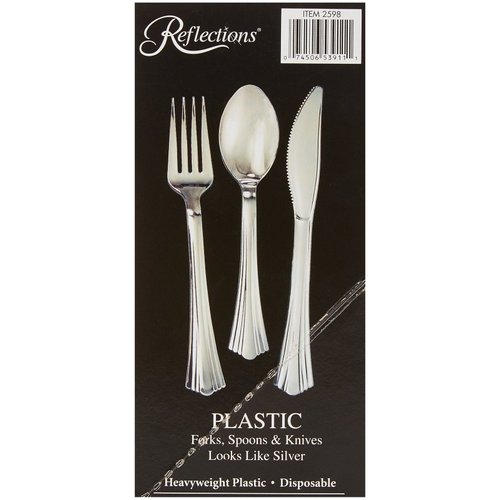 Reflections Silver Plastic Cutlery - 160 Piece