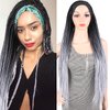Headband Wigs for Black Women Box Braided Wig Twist Crochet Hair Cornrow Braids Ombre Gray Long Senegalese Twist Braided Headband Wig Crochet Braids with Scarf Wig Turban Wrap Wig Braids 30 Inch