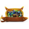 HAOMEJA DND Dice Tray Bag & Tray with Button Role Playing Dice Bag Leather dice Bag Jewelry Coin & Small Accessories Bag Storage Bag (Brown)