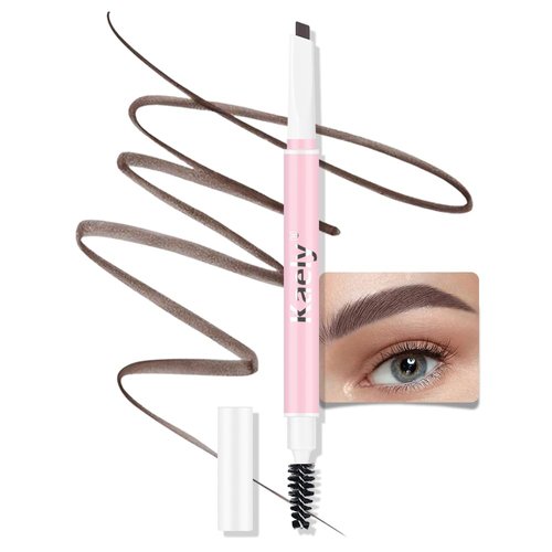 Kaely 2in1 Waterproof Eyebrow Pencil, Longwearing Eye Brow Pencils for Women Makeup, Mechanical Eyebrow Pen with Spoolie Brush, lapiz de cejas a prueba de agua, 09 Dark Brown