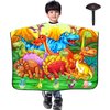 DOKKIA Barber Hair Cutting Cape Kids Children Toddler Boys Girls Hairdressing Salon Styling Cloth Apron Cover Gown with Neck Duster Brush Green Dino Dinosaur World