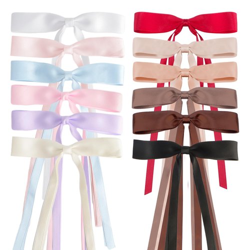 Canitor 12PCS Hair Bows for Girls Cute Hair Accessories for Women Hair Ribbons Bowknot Duckbill Clips Preppy Teen Girl Gifts Trendy Stuff Coquette Aesthetic Things