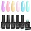 Beetles Gel Nail Polish Set 6 Colors Pastel Yellow Pink Blue Gel Polish Gel Nail Polish Soak Off Nail Lamp Uv Gel Nail Kits Nail Art Manicure DIY Nail Home