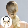 HINZIC 2Pcs Bow Hair Ties Gold Silver Bowknot Hair Scrunchies Elastics Metal Ponytail Holder Christmas Valentines Hair Accessories for Women Teen Long Thick Thin Curly Hair