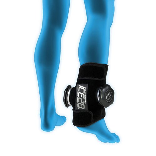 ICE20 Ankle Ice Therapy Wrap, Double Ice Bag, Black