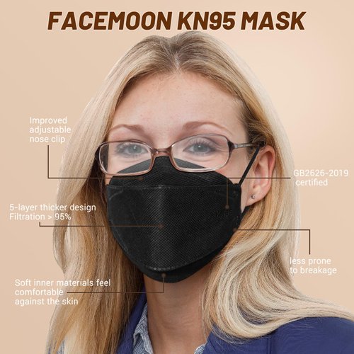 KN95 Face Mask Disposable Adults - 100 Pack Adjustable 5 Layer Protection KN95 Face Mask Breathable Comfortable Respirator KN95 Mask Individually Wrapped Women Men