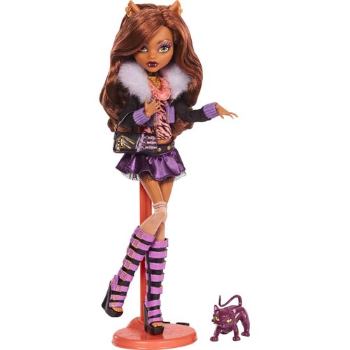 Monster High Clawdeen Wolf Reproduction Doll Wearing Original Fashion & Shoes with Pet, Display Stand & Accessories, 10-5-inch Collectible Toy