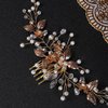 YERTTER Bridal Floral Crystal Leaf Bridal Hair Comb Clip Pearl Wedding Hair Accessories for Bride Bridesmaid Flower Girls (Gold)