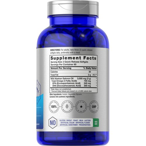 Horbäach Wild Alaskan Salmon Fish Oil | 180 Softgel Capsules | Gluten Free, Non-GMO | High Potency | Excellent Source of Omega-3 Fatty Acids EPA and DHA