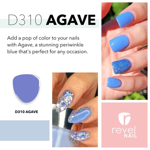 Revel Nail Dip Powder - Blue Powder Dip Nail Polish, Chip Resistant Dip Nail Powder with Vitamin E and Calcium, DIY Manicure, Agave