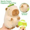 Ditucu Cute Tennis Capybara Plush Sports Pulling Stuffed Animals Capibara Plushies Toys Gifts for Kids Beige 9.8 inch