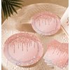Rose Gold Party Supplies, Rose Gold Party Disposable Tableware Set 20 Party Plates 9" 20 7" Paper Plates 20 Napkins Tablecloth for Rose Gold Birthday Party Decoration Serves 20 Guests