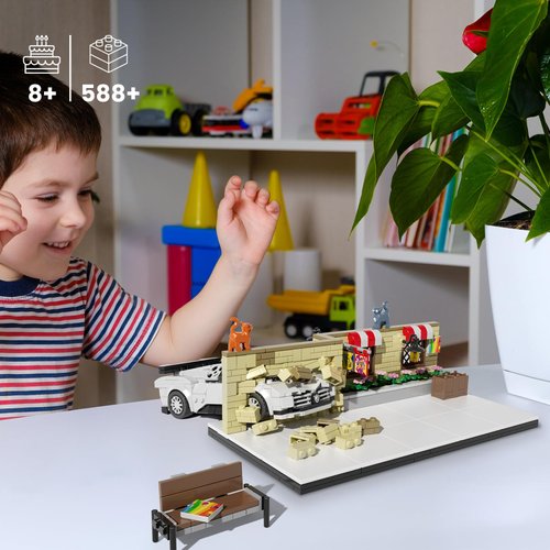 Mould King Street Sports Car Model, Racing with Parking Garage, Build Your Own Speed Champion for Boys, Adult House and Office Decor, Best STEM Toy Gifts for Kids and Adult 24065 (588 Pcs)