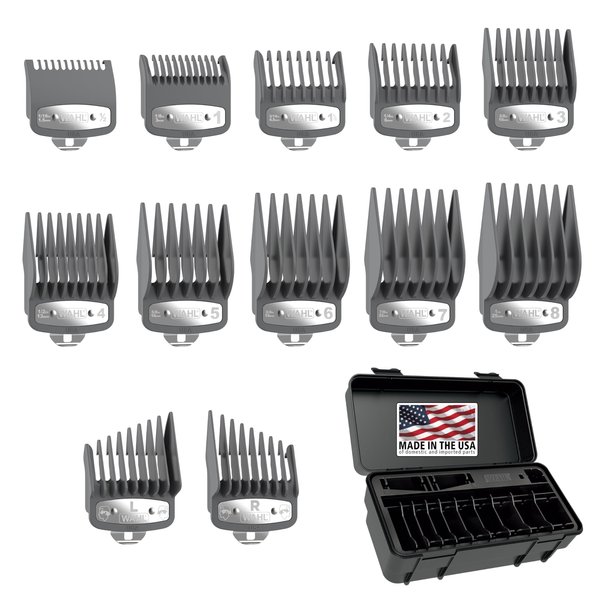 Wahl Clipper Genuine Secure-SNAP® Attachment Guard Organization Kit with Hair Clipper Guards, 14 Piece Elite Storage Kit for Wahl Hair Clippers, Grey -3291-200