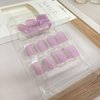 Light Purple Press on Nails Short Coffin Fake Nails Solid Color False Nails with Aurora Glitter Designs Full Cover Stick on Nails Acrylic Square Artificial Nails Glue on Nails for Women Nail Art 24Pcs