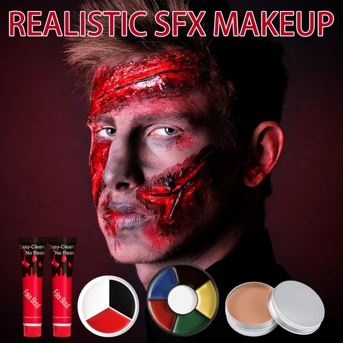 Kaynest Fake Blood Scar Wax SFX Makeup Kit, Fake Wound Modeling Scar Wax for Halloween Face Paint Makeup Stage Monster Zombie Vampire Special Effects Kit Makeup