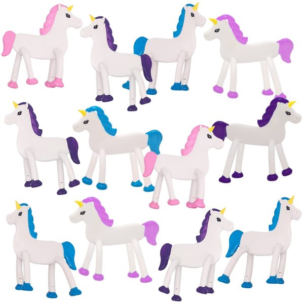 ArtCreativity Bendable Unicorns, Set of 24, Flexible Unicorn Figurines, Stress Relief Fidget Toys, Piñata Fillers, Birthday Party Favors, Goodie Bag Stuffers for Kids