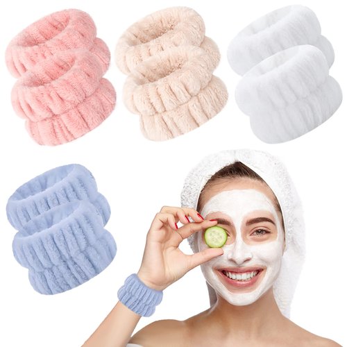 Xgunion 8Pcs Face Wash Wristbands, Microfiber Wrist Towels Bands for Washing Face, Absorbent Face Whishing Wristbands for Women Girls, Prevent Water Spilling Down from Your Arms, Yoga