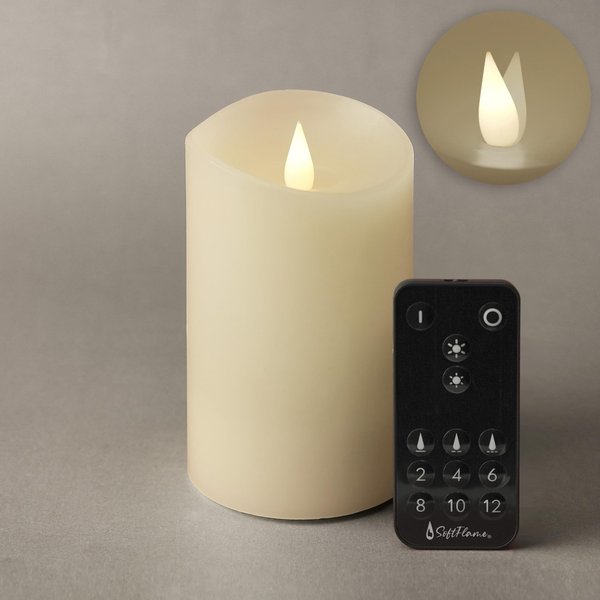 Softflame Flameless LED Candles with Remote Control, 3"x 5"Flickering 3D Moving Flame Battery Operated Candles in Real Wax Shell for Indoor Use, Home decor Ivory