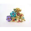 Generic Medium small multi- colored jeweled antique bronze metal hair claw clip