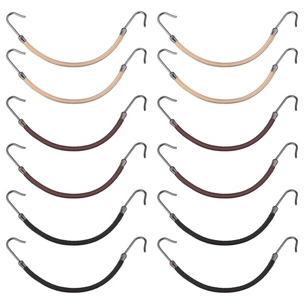 Hotop 15 Pieces Elastic Hook Hair Tie Styling Ponytail Holder Hooks Hair Cord for Curly Hair Long Hair (Black, Brown and Blonde)
