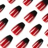 BABALAL Halloween Press on Nails Medium Coffin Fake Nails Black Red Goth Glue on Nails 24Pcs Glossy Ballerina Acrylic Nails for Women and Girls