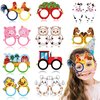 MDNHIO 36PCS Farm Barnyard Animal Party Favor 24PCS Tattoos 12PCS Paper Eyeglasses Themed Paper Photo Booth Props Birthday Party Decorations Dress Up Cute Style Funny Sunglasses Supplies Photography