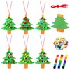 Zhanmai 48 Sets Christmas Tree Thumbprint Crafts DIY Christmas Tree Ornament Kit Make Your Own Thumbprint Tree Sign Xmas Tree Hanging Ornaments for Home Activities Holiday Party Decoration