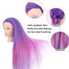 Mannequin Head with Hair, 29'' Manikin Head with hair Cosmetology Mannequin Head for Hair Styles Hairdressing Practice Training Doll Heads with Clamp Holder and Braiding Kit (Mixed Purple)