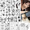 GOROMON 52 Sheets Skull Tiger Lion Temporary Tattoos For Women Neck Kids Face, 3D Waterproof Cute Tiny Small Fake Tattoo Stickers For Men Adults, Acnhor Skeleton Halloween Infinity Tatoo Kits Sets