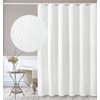 Gibelle White Shower Curtain for Bathroom, 3D Embossed Textured Fabric Curtain, Modern Farmhouse Chic Soft Cloth Set with Hooks, 72x72