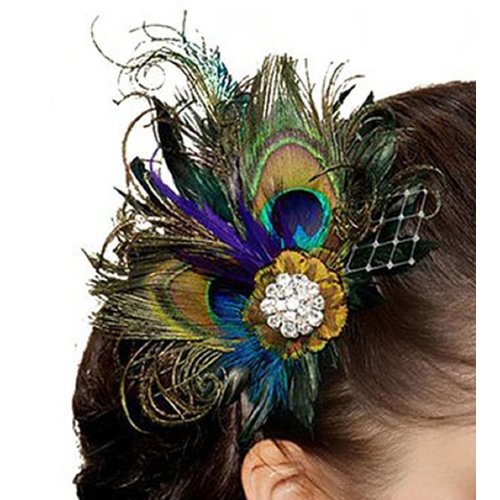 Fdesigner Boho Peacock Feather Hair Clip Festival Hair Accessories Charm Hairpiece Jewelry Handma...