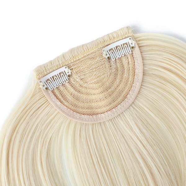 Qunlinta Clip in Bangs Hair Extensions One Piece in Fringe Bangs Hairpiece Synthetic Hair Accessories For Women Bleach Blonde