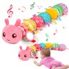 Baby Girls Toys 0-6 Months Tummy Time Musical Stuffed Animal Caterpillar Toy for Infant 0-3 3-6 Months Sensory Toy with Mirror Crinkle Rattle Newborn First Birthday Gifts for 3 4 5 6-12 Month Old Boys