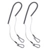 BB Hapeayou Retractable Coil Lanyard with Carabiner (2pcs) Safety Long Coiled Tether for Tools/Rods/Fishing Tackle (Black)