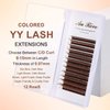 Y Lashes Extensions Colored YY Lashes Premade Fans Brown Eyelash Extensions D Curl 0.07mm 8-15mm Mixed Tray Y Shape Easy Fan Volume Lashes Supplies (YY-0.07-D,Brown)