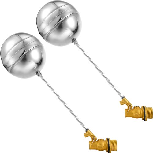 Float Valve for Water Tank Stainless Steel Float Ball Valve 3/4 Inch DN20 Floating Ball Valve Switch Automatic Brass Toilet Valve Float Valves for Stock Tank Pool Water Level Control(2 Pack)