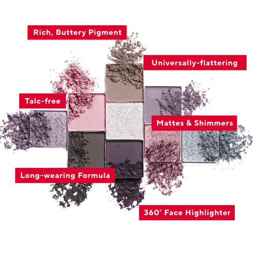 Mirabella Eye Love You Neutral Shimmer Eyeshadow Palette - Makeup Palette w/Ultra Pigmented Pressed Powders, Creamy Matte & Shimmer Cool Toned Eyeshadow Palette - Seduction