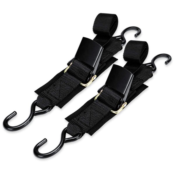 WELLUCK Boat Trailer Transom Tie Downs Straps 1200 LBS, 2" x 4' Adjustable Boat Buckle Transom Tie Downs to Trailer, Marine, Jet ski, Pontoon, with Quick Release Buckle & Anti-Scratch Hooks