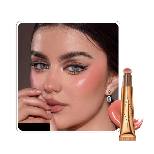 Ofanyia Liquid Blush Beauty Wand, Liquid Face Blusher with Soft Cushion Applicator, Smooth Creamy Matte Finish Liquid Blush Wand, Lightweight Blendable Body Face Blush Makeup (02# Pink Blush)