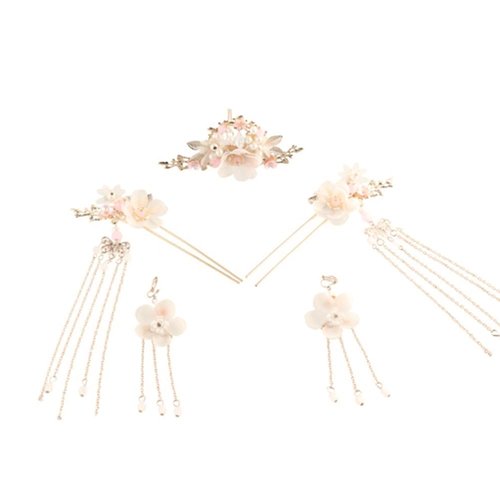 Leadigol Vintage Hair Sticks,Chinese Style Hair Sticks, Long Tassel Hair Stick Flower Crystal Pearl Hair Pins,Handmade Hair Sticks/Hair Comb/Earrings Set