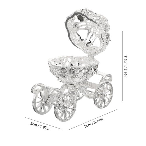NUOBESTY Cinderella Pumpkin Carriage Decorative Hinged Jewelry Trinket Box Silver Rhinestone Jewelry Display Holder Unique Gift for Grils Women