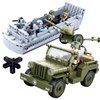 hhohio World War 2 Landing Craft Building Toys WW2 Military Vehicle Brick Set, WWII Army Warship Boat Model Block with 4 Soldiers Figures (325 Pieces)