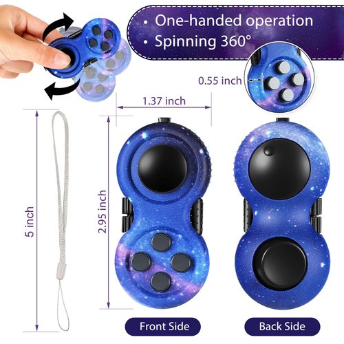 2 Pieces Fidget Pad Sensory Fidgets Controller Pad Handheld Fidget Game Pad Sensory Educational Toy for ADHD ADD OCD Autism Anxiety Stress Relief (Starry Purple and Starry Blue Style)