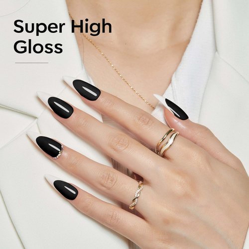 modelones Gel Nail Polish Set, 2 Pcs 15 ML Black and White Gel Polish White Gel Nail Polish Soak Off LED Christmas Gel Polish Winter Nails Art Manicure Home Gift for Women Girl