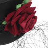 LEORX Small Top Hat Black Veil Hair Clip Flower Decor Top Hat Hair Accessories for Masquerade and Halloween