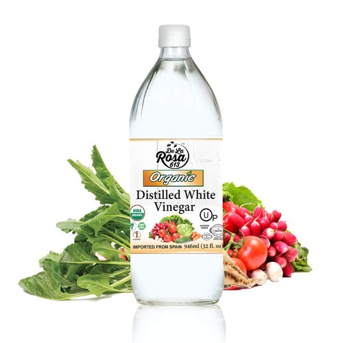 De La Rosa Organic Distilled White Vinegar, Raw & Unfiltered, Kosher for Passover, Vegan & Gluten Free, Great for Salad Dressing, Marinades, White Distilled Vinegar 32 Oz (Pack of 1)