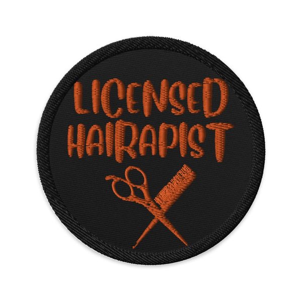 Embroidered Patches Novelty Coiffeurs Haircutter Vintage Hairstylist Cosmetology Hilarious Hair Expert Hairdressing Haircutting Black