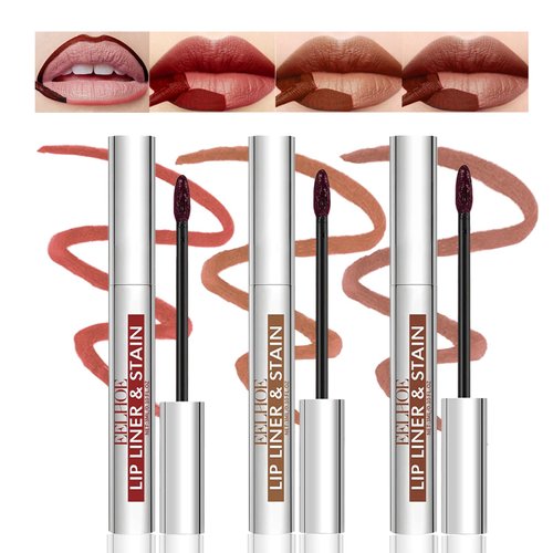 LuckNest 3PCS Peel Off Lip Liner Stain, Lip Stain Peel Off Matte Brown Lip Liner, Langanhaltender Abziehbarer Lippenfleck, Lip Liner Tattoo Highly Pigmented Lip Tint Stain